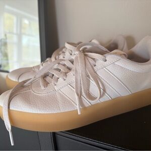Adidas White Leather Sneakers with Gum Sole